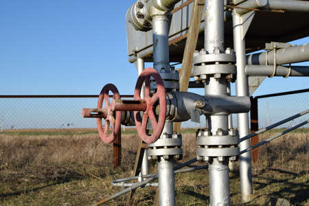 Equipment of an oil well. Shutoff valves and service equipment.の写真素材