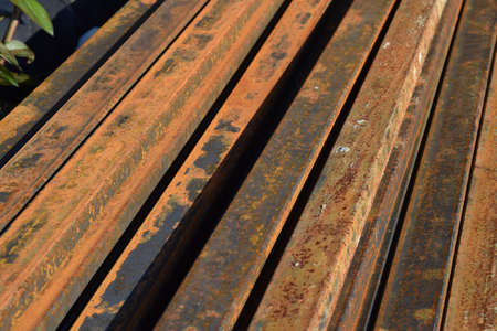 Trumpet Square, lying on the concrete. Building construction elements.の写真素材