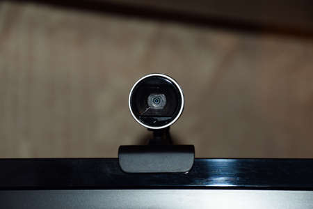Web camera, attached to the monitor. Equipment for video.の写真素材