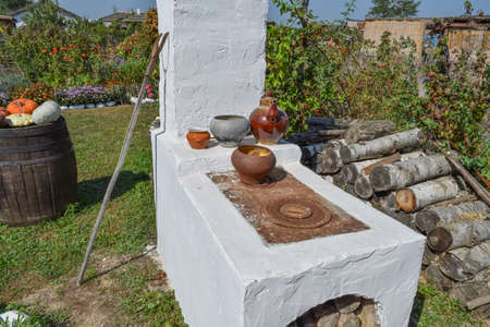Russian Cossack outdoor oven. Outdoor oven for cooking food.の写真素材