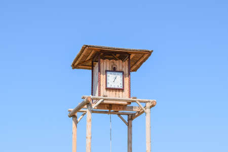 Russia, Ataman - 26 September 2015: The wooden clock tower. for time tracking in a village in the old days.のeditorial素材