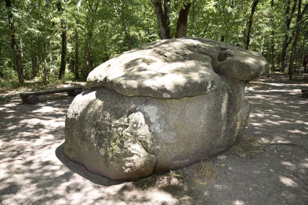 Big Shapsug dolmen. A megalytic construction in the woods of Kuban.の写真素材