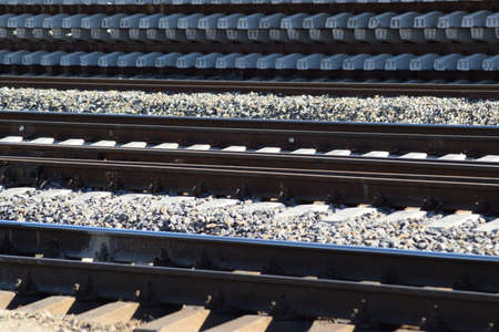 Railroad tracks at the train station. The new railway.