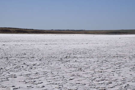 Landscape bottom of the dry lake. The surface of the salt lake.の写真素材