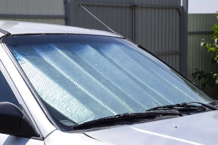 Sun Reflector windscreen. Protection of the car panel from direct sunlightの写真素材