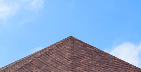 Decorative metal tile on a roof. Types of a roof of roofs.の写真素材