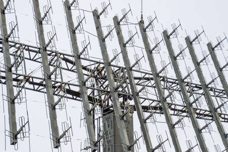 Military radar antenna. A grid of small antennas collected large