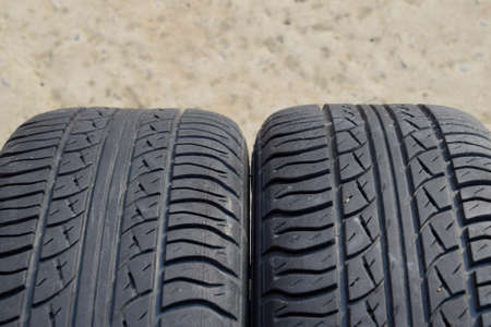 Automobile wheel. Rubber tires. Summer rubber set for the car. Wheel tread pattern.