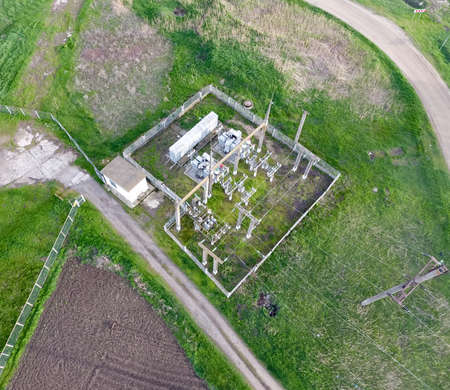 Electrical substation for power supply to an industrial facility. Equipment of a high-voltage transformer station.の写真素材