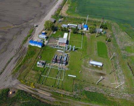 Equipment for the drying gas and condensate collection. Top view. Top view of the equipment for oil separation. Equipment for the drying gas and condensate collection. Oilfield equipmentの写真素材