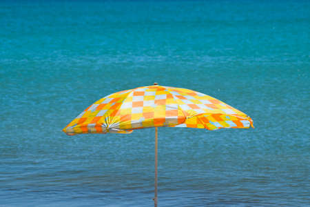 Beach umbrella from the sun on the beach. Black Sea.の写真素材