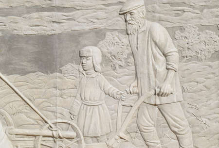 Monument to home front workers in the village Poltavaの写真素材