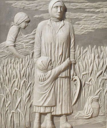 Monument to home front workers in the village Poltavaの写真素材