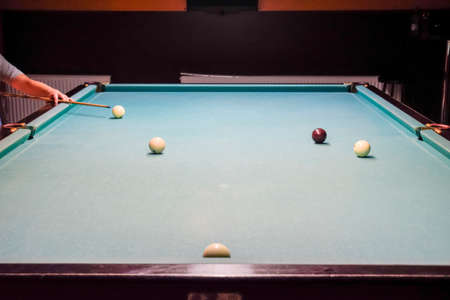 Billiards, billiard table. Balls on the billiard table