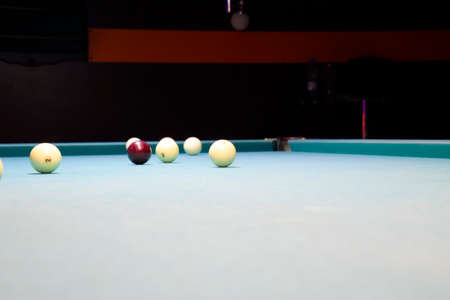 Billiards, billiard table. Balls on the billiard table