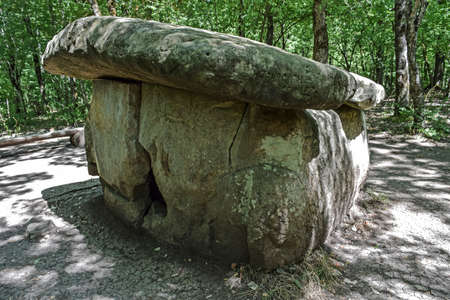 Big Shapsug dolmen. A megalytic construction in the woods of Kuban.の写真素材