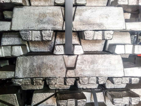 Aluminum ingots. Transportation of aluminum for export.の写真素材