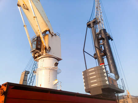 Novorossiysk, Russia - August 20, 2017: Crane on a cargo ship in the portのeditorial素材