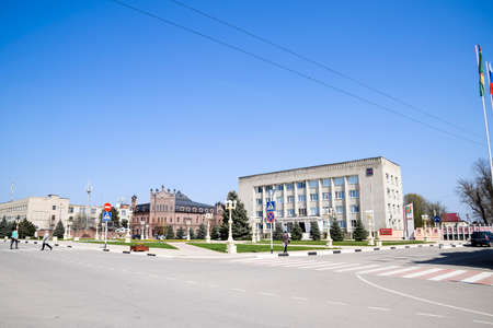 Stanitsa Poltavskaya, Russia - April 07, 2016: The administration building in the village of Poltava. Krasnodar region.のeditorial素材