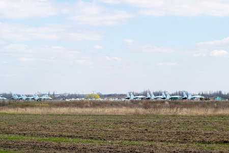 Krasnodar, Russia - March 15, 2017 Su-35 fighters at the airfieldのeditorial素材
