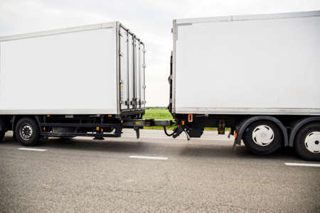 Freight vehicles on the track. Freight car. Truckの写真素材