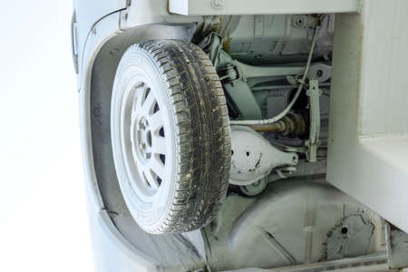 Homemade sculpture of three cars. Monument to the cyrillic letter P. Public Monumentの写真素材