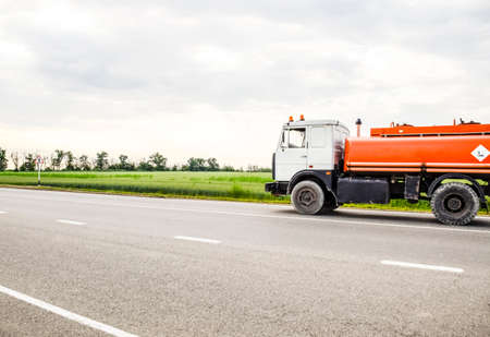 Transportation of flammable liquids. Freight vehicles on the track. Freight car. Truckの写真素材