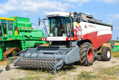 Russia, Poltavskaya village - September 6, 2015: Combine harvesters Torum Agricultural machinery