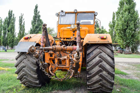 Russia, Temryuk - 15 July 2015: Big tractor. Old Soviet agricultural machineryのeditorial素材