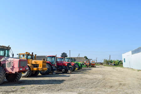 Russia, Temryuk - 15 July 2015: Tractor. Agricultural machinery tractor. Parking of tractor...