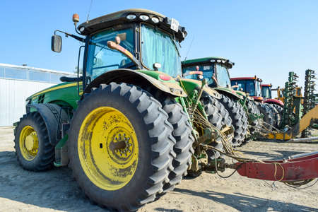 Russia, Temryuk - 15 July 2015: Tractor. Agricultural machinery tractor. Parking of tractor...