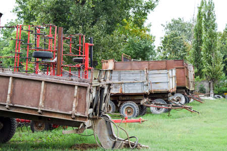 Trailers trucks for a tractor. The trailer for cargo transportation.の写真素材