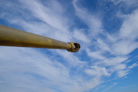 The trunk of the tank is directed to the sky. Military symbolism.の写真素材