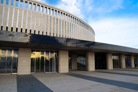 Krasnodar, Russia - June 06, 2017: Krasnodar Stadium in the city of Krasnodar. The architecture of the modern stadium, the view from the front entrance.のeditorial素材