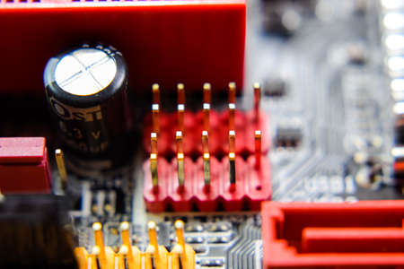 Electronic board with electrical components. Electronics of computer equipment.