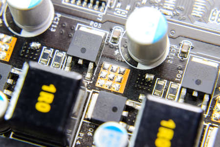 Electronic board with electrical components. Electronics of computer equipment.
