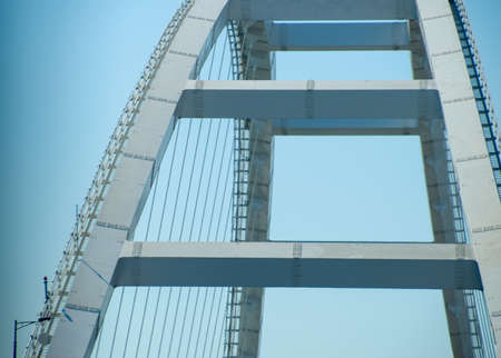 The navigable arch of the Crimean bridge. Arch of the highway and railway section of the Crimean...