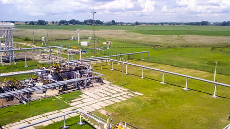 Oil industry object. Technological pipelines and equipment. Oil field. The equipment of crafts ,...