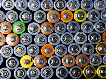 Salt and alkaline batteries, a source of energy for portable technology. AAA and AA batteries