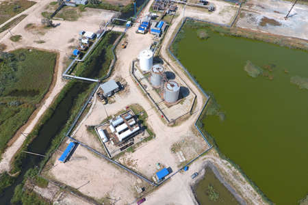 Top view of the equipment for oil separation. Equipment for the drying gas and condensate...