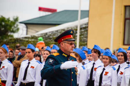 Slavyansk-on-Kuban, Russia - May 9, 2018: Festive parade on May 9 in Slavyansk-on-Kuban, in honor of Victory Day in the Great Patriotic War.のeditorial素材