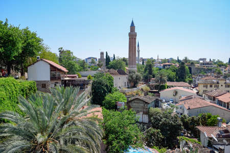 Antalya, Turkey - May 19, 2019: View from the observation deck on the roofs of the old buildings of the old city of Kaleici in Antalya, Turkey.のeditorial素材