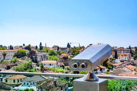 Antalya, Turkey - May 19, 2019: View from the observation deck on the roofs of the old buildings of the old city of Kaleici in Antalya, Turkey.のeditorial素材