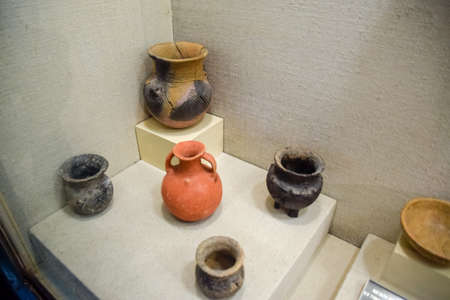 Antalya, Turkey - May 20, 2019: Ancient pottery, vessels and amphorae in Antalya Museum of...