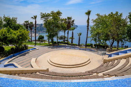 Street amphitheater on the waterfront in the park Antalya.の写真素材