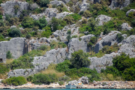 The ruins of the ancient city of Kekova on the shore.の写真素材