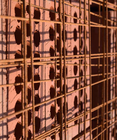 Steel grating on a gray background. steelの写真素材