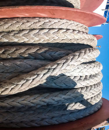 Port rope. Mooring rope. Rope for fastening ships and cargo.の写真素材