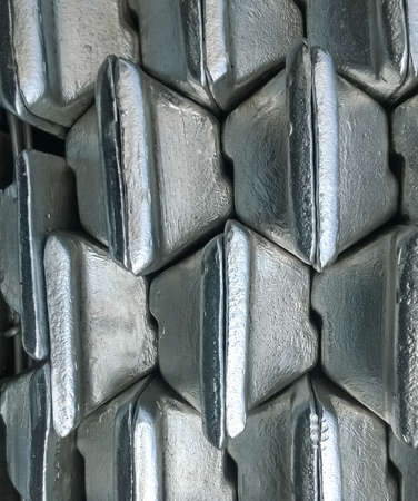 Aluminum ingots. Transportation of aluminum for export.の写真素材