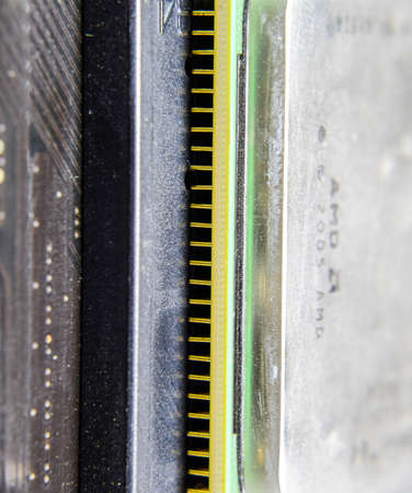Computer processor, contact feet. Electronic board with electrical components. Electronics of...